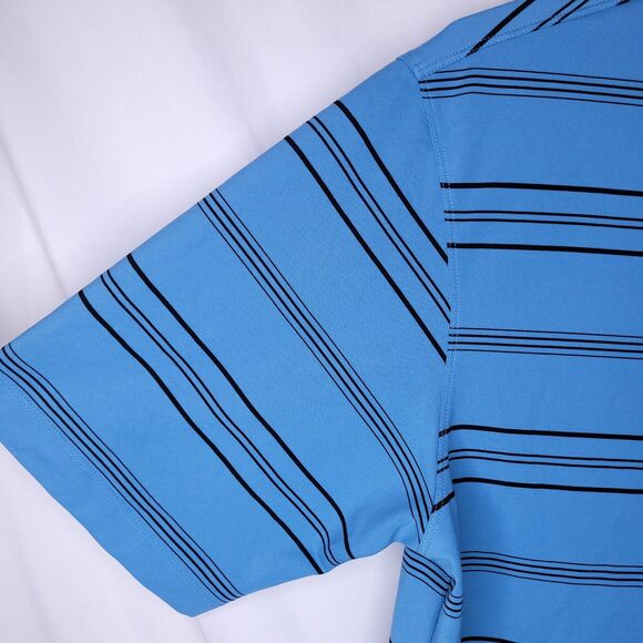 Nike Polo Shirt Mens Large Striped Blue Dri Fit Golf Swoosh - Picture 3 of 11